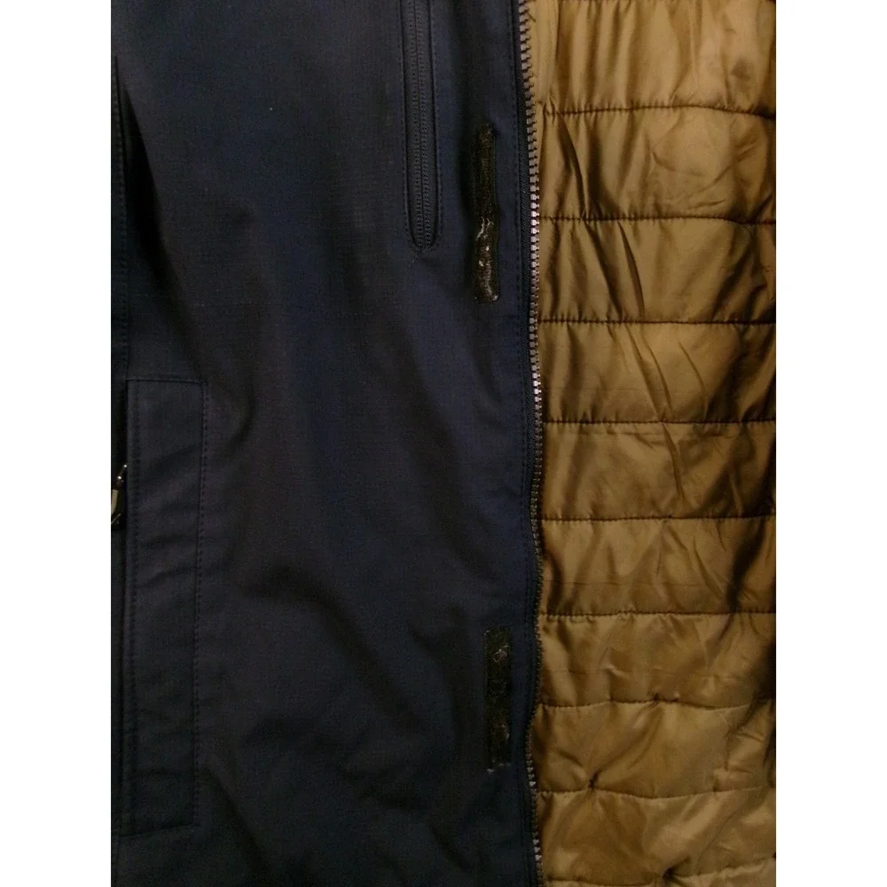 Gerry‎ Hooded Softshell Jacket Mens Large Navy Blue Quilted Lined Coat